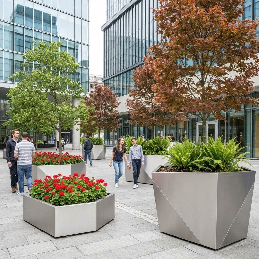 TERRABLOCK H modules with integrated bench on a wooden terrace